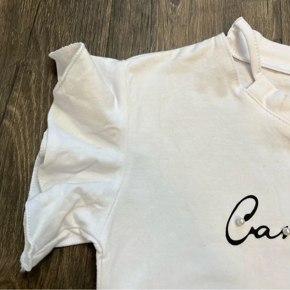 Girls Canterbury White Top With ruffle Short Sleeves Size 10